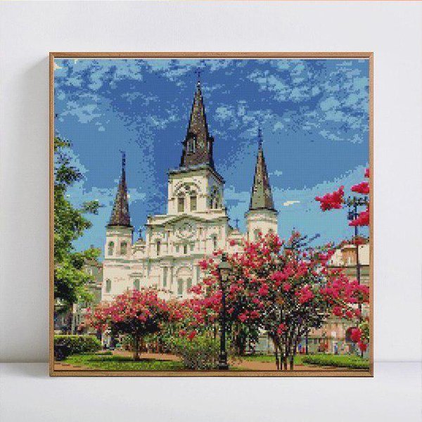 Pintura De Diamante Paisaje Castillo Mosaico Redondo Completo 5D DIY Imagen De Bordado De Diamante 30X30Cm-image