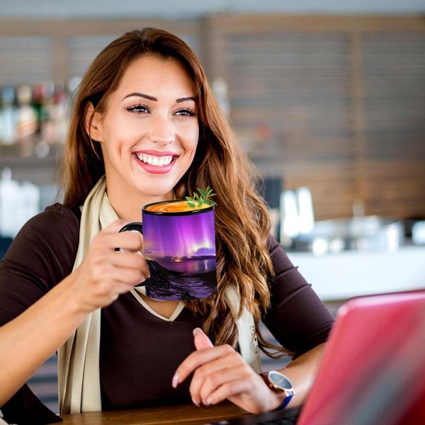 Taza Que Cambia De Color Con El Calor, Taza De Café De CeráMica Que Cambia De Color, DiseñO De Auroras Boreales, Taza MáGica Para Café, Té Y CeráMica Que Cambia De Color Type 3-image