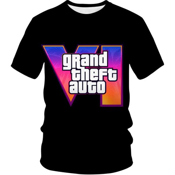 Koszulka Gta 6 Gra Nadruk 3D Odzież Uliczna MęSka I Damska Koszulka Casualowa Modna OddychająCa I Wygodna Odzież Wierzchnia L-image