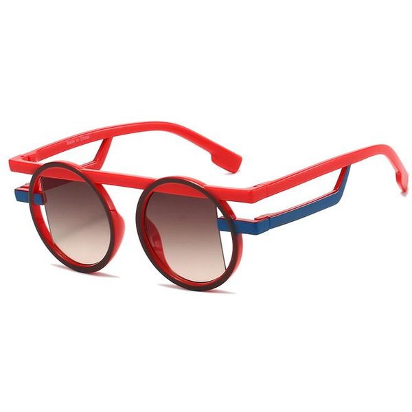 Kammpt OkrąGłE Okulary PrzeciwsłOneczne Punkowe Gradientowe Okulary PrzeciwsłOneczne Modne Szykowne Markowy Design Patchworkowy Dekoracja Odcienie Akcesoria Mody As Picture Shows-image