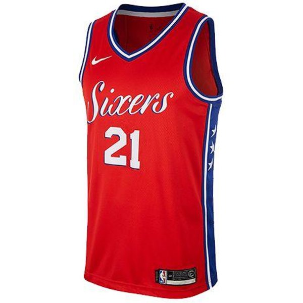 Camiseta De Tirantes De Baloncesto Nike NBA Jersey, Joel Embiid #21 Philadelphia 76Ers EdicióN Statement Para Hombre Rojo 877219-659 M-image