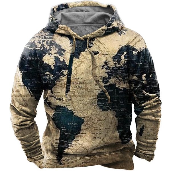 Sudadera Harajuku Para Hombre, Estilo Retro, Con Capucha, Estampado NáUtico, Corte Holgado, Manga Larga, Estilo Casual, Ideal Para Invierno. 5XL Black-image