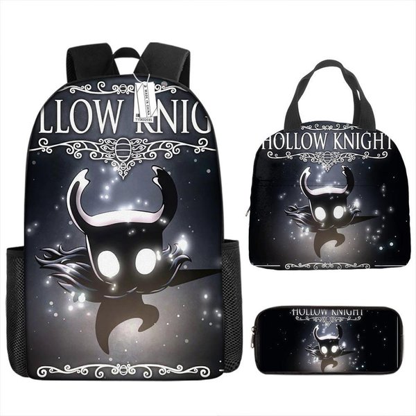 Klasyczny Popularny ŚMieszny Nowość Hollow Knight Druk 3D 3 Szt./Zestaw Uczeń Plecaki Szkolne Plecak Na Laptop Plecak Plecak Na Lunch PióRnik-image