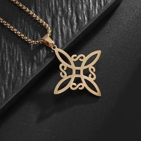 Modny Naszyjnik Z Zawieszką WęZeł Czarownicy Ze Stali Nierdzewnej Irlandzki Celtycki WęZeł Amulet WiedźMińSki Magiczna BiżUteria Prezent Dla DziewcząT-image