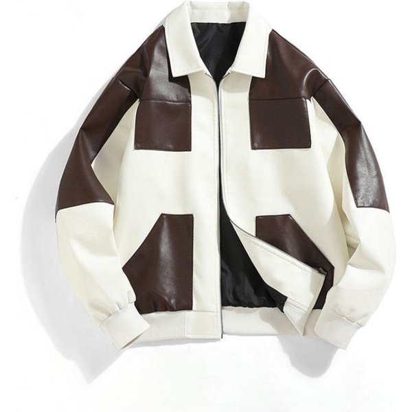 Chaquetas Casuales De Cuero SintéTico Estilo Urbano Para Hombre Y Mujer, Estilo Motociclista, Holgadas Y VersáTiles. S Blanco-image