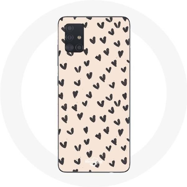 Coque Samsung Galaxy A51 Fond De Texture Abstraite Coeurs Noirs-image