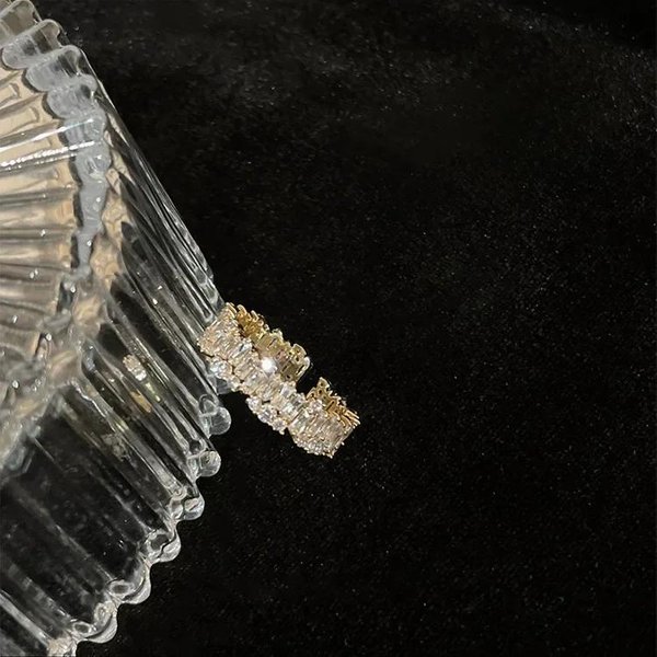 Exquisito Lujo IncrustacióN Diamante Anillos Brillantes Para Mujeres Alta Calidad Nuevo En Anillo De Compromiso Abierto Boda JoyeríA Fina Resizable-image