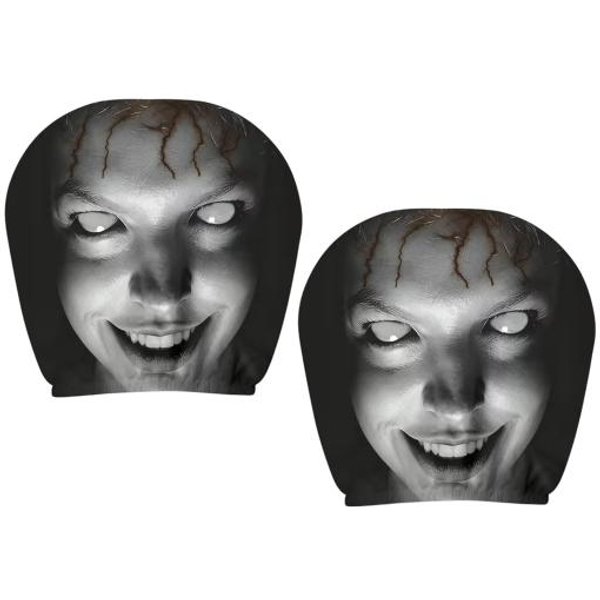 2 Szt. Pokrowce Na ZagłóWki Samochodowe Na Halloween, Poszewki Na Poduszki Pod Szyję Do Siedzenia W Stylu Horroru, OddychająCe RozciąGliwe Ochraniacze Na ZagłóWki Siedzeń Do WnęTrza Samochodu D-image