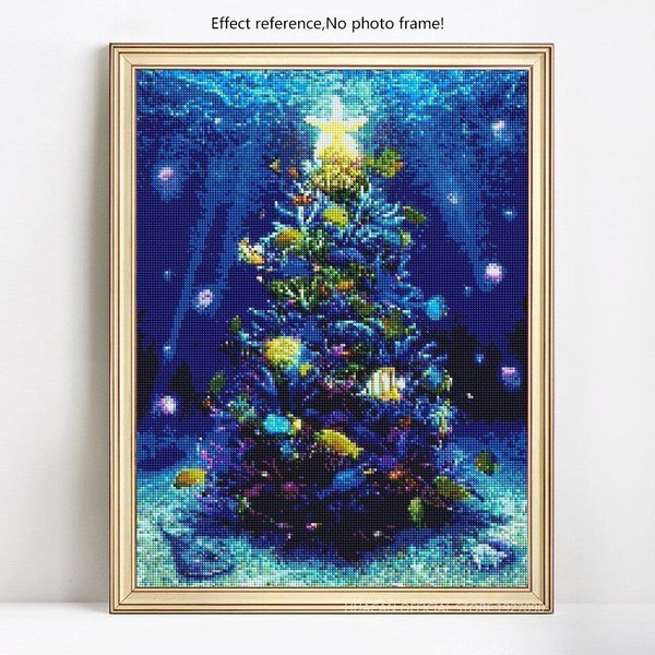 Pintura De Diamantes 5D DIY Fondo Marino EscéNico ÁRbol Redondo Completo Bordado Venta Imagen De PedreríA 20X30-image