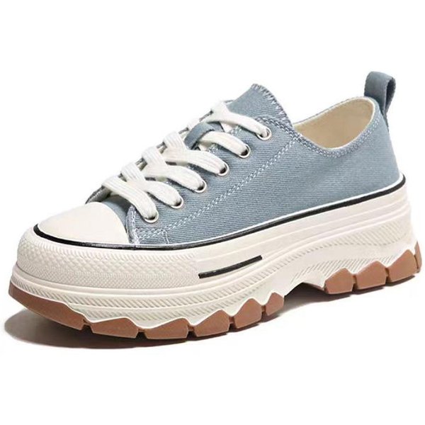 Damskie Buty PłóCienne Wiosna Nowe Gruba Podeszwa Wszechstronne Buty Na Platformie Rekreacyjne PodwyżSzająCe ŁAtwe Do Noszenia Buty OddychająCe Buty Typu 'Dad' 36 Gray-image