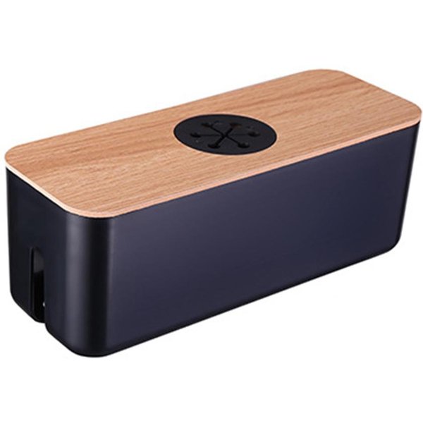 Caja De Almacenamiento De Cables De Madera, Estuche De Almacenamiento Para Cables De AlimentacióN, Organizador De Enchufes Y Cargadores A Prueba De Polvo, Caja Para Cables, Organizador Enrollador De Cables Para El Hogar L 36 X 13.5 X 13Cm Blanco-image