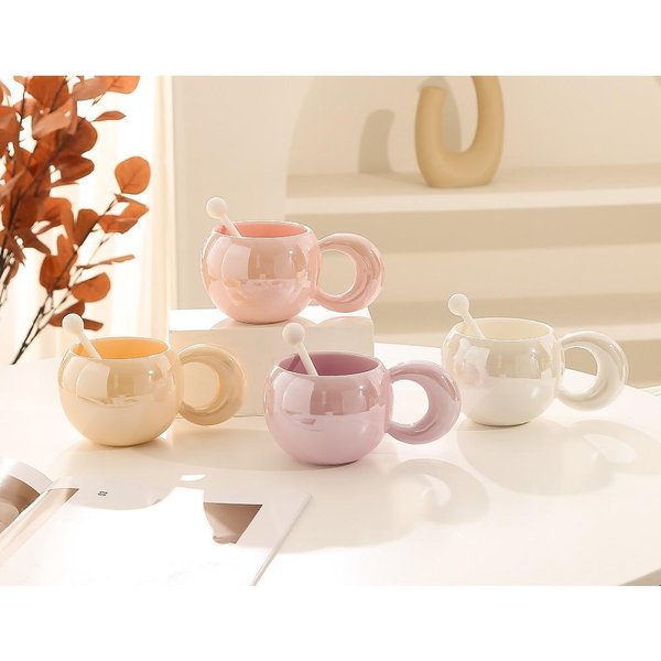 Taza De CeráMica De Lujo Ligero De Alto Valor Taza Linda Para Pareja Taza De Agua Para El Hogar Y La Oficina Taza De Café Taza De Regalo 430Ml-image