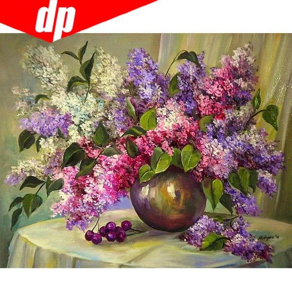 Mosaico De Diamantes 5D DIY Flores En Botella 5D Pintura De Diamantes Completa Kits De Punto De Cruz Diamante Redondo 20X30-image