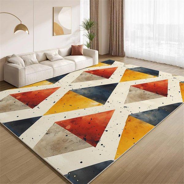 Geometryczny TróJkąTny Dywanik Biegacz Wielokolorowy Dywan Z Wzorem Abstrakcyjnym AntypośLizgowa Mata PodłOgowa Do Salonu Sypialni Przedpokoju Domu 40X60Cm-image