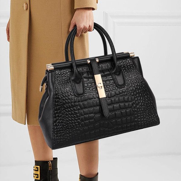 Bolso Para Mujer De Gran Capacidad Bolso De Mano Nueva Moda Trendy Bolso Bandolera De Un Hombro Cuero Genuino Bolso Para Madre De Mediana Edad-image