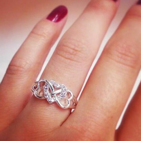 Anillo De Dedo CorazóN De Color Huitan Para Mujer Con Brillante Circonita CúBica Moda Accesorios De Uso Diario VersáTil Anillos De Amor JoyeríA Para Fiesta 7-image