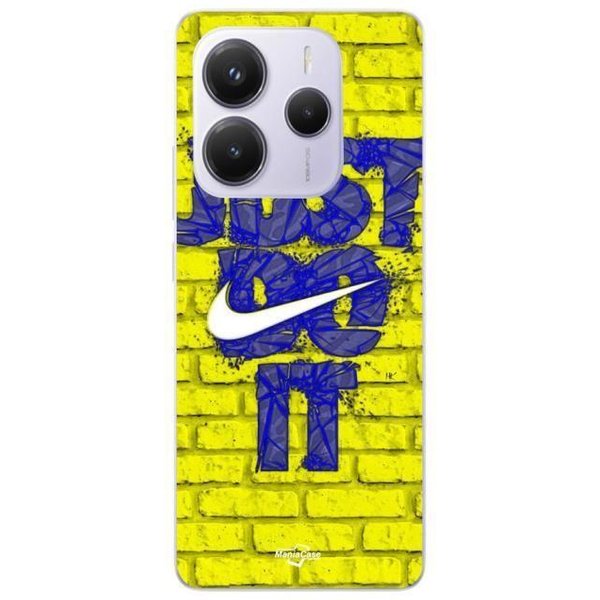 Coque Xiaomi Redmi Note 14 5G Logo Just Do It Couleur Bleu Front Jaune Maniacase-image