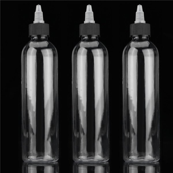 3Pcs Botellas De PláStico VacíAs De 250Ml Botella De Tinta De Pigmento Para Tatuaje JabóN Verde Botella Transparente Suministro-image