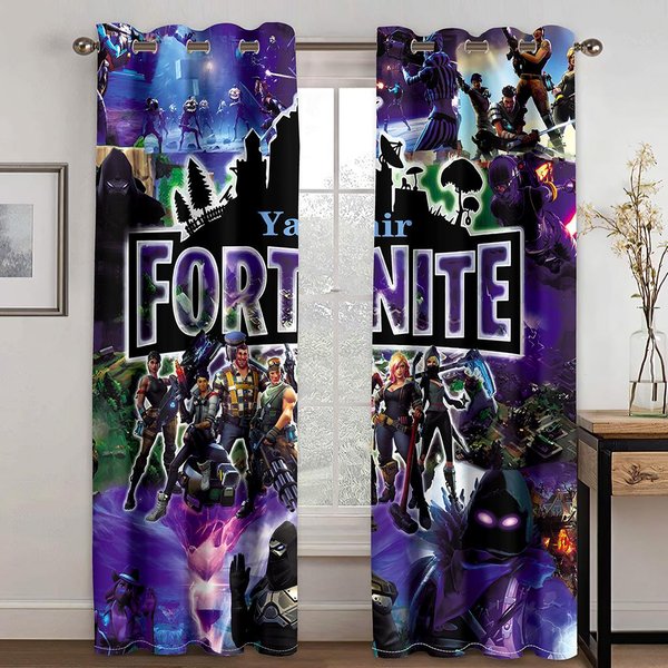 ImpresióN 3D Juegos Competitivos Online NiñO EnvíO Gratis 2 Piezas Cortina De Ventana Fina Con Sombreado Para Sala De Estar Dormitorio DecoracióN Del Hogar Gancho 100W130H(Cm)40X51In&Hook-image