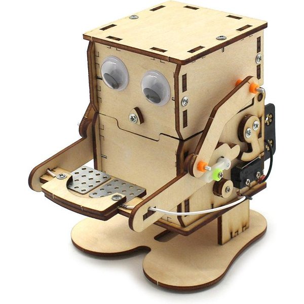 Robot ZjadająCy Monety DIY Model Projekt Steam Zestaw Edukacyjny Eksperyment Naukowy Dla Dzieci Drewniany Zestaw Do MontażU-image