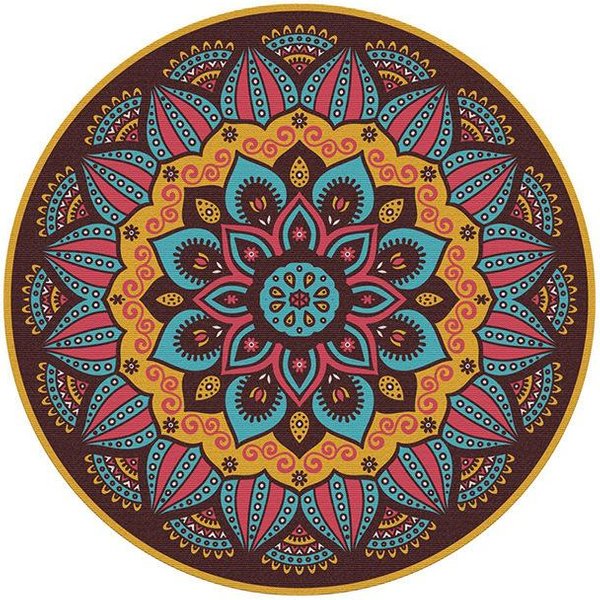 OkrąGłY Dywan W Stylu Etnicznym Dywan Z Nadrukiem Mandali W Stylu BośNiackim Dekoracja Salonu Sypialni Mata AntypośLizgowa Dekoracja Domu 40X40Cm-image