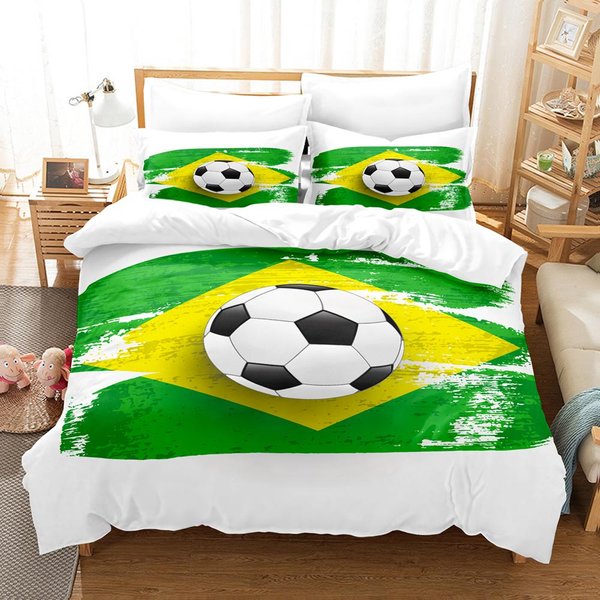 Funda NóRdica 210X210 Estampado FúTbol Adolescentes Funda NóRdica Y 2 Fundas De Almohada TamañO Individual Doble Juego De Cama SúPer CóModo EU Single(135X200Cm)-image