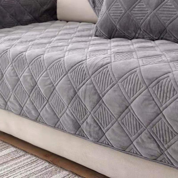 Toalla De Sofá De Color Gris De Felpa Corta, Funda De Sofá Acolchada Gruesa Europea, Funda De Sofá Europea Antideslizante Para Sala De Estar W70 X L70Cm-image