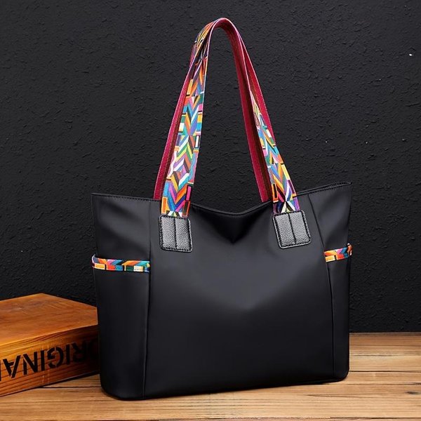 Bolso Tote De Moda De Gran Capacidad, Bolso Hobo De Nailon Impermeable, Bolso De Mano Casual Para Mujer, Bolso De Hombro Y Monedero Negro-image