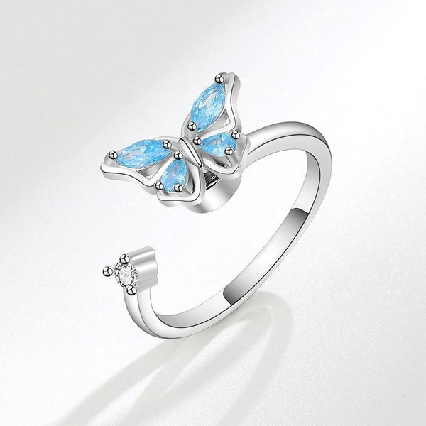 Anillo Rotatorio Ajustable De Flor Y Mariposa Anti Ansiedad Relajante Para Mujeres Alivio Del EstréS EstéTico Boda Moda JoyeríA Regalo Resizable-image