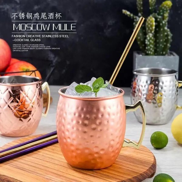 100% Miedziany Kubek Moscow Mule TrwałE Miedziane Kubki Do Piwa 350Ml Kubek Do Kawy Kubek Na Mleko Czysta Miedź Kubek Barowy Naczynia 301-400Ml Kolorze RóżOwego ZłOta-image