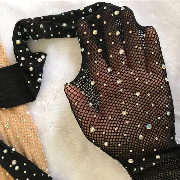 Medias De Malla De Nailon Brillantes Con PedreríA Para Mujer Ajustadas De Red Para Verano Pantimedias Con Diamantes Ropa Interior De Red Brillante Para Mujer One Size Brown-image