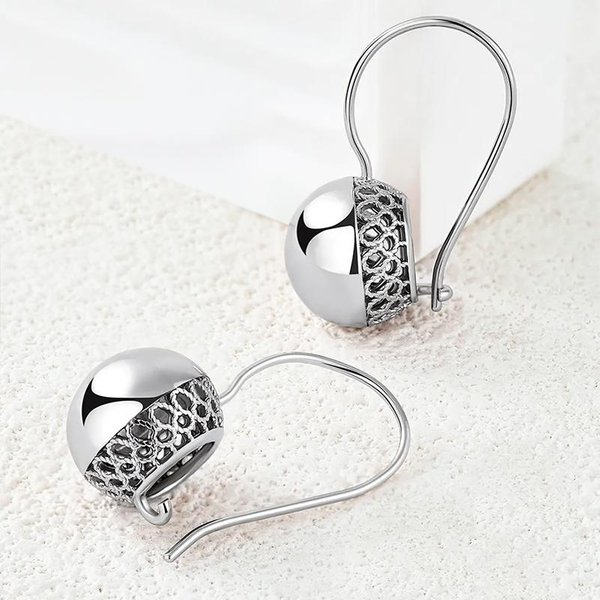 Pendientes Colgantes De Bola Grande Brillantes Color Oro Rosa Para Mujer Accesorios Sencillos De Circonita Natural ÉTnicos Novia JoyeríA De Boda White-image