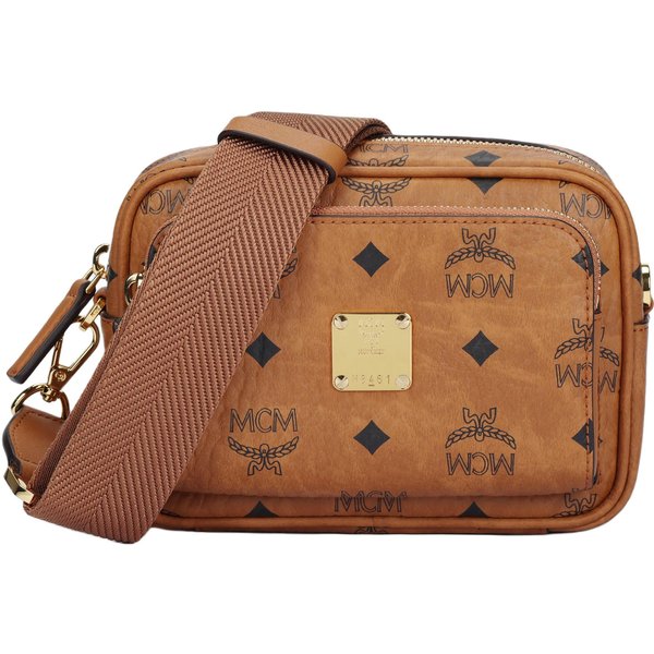 Mcm Aren Monogram Visetos Torba Na Ramię Crossbody Mini Z Powlekanego PłóTna Torby Unisex BrąZowy Koniak MMRAAKC03CO001 Basic Set (Bag+Dust Bag)-image