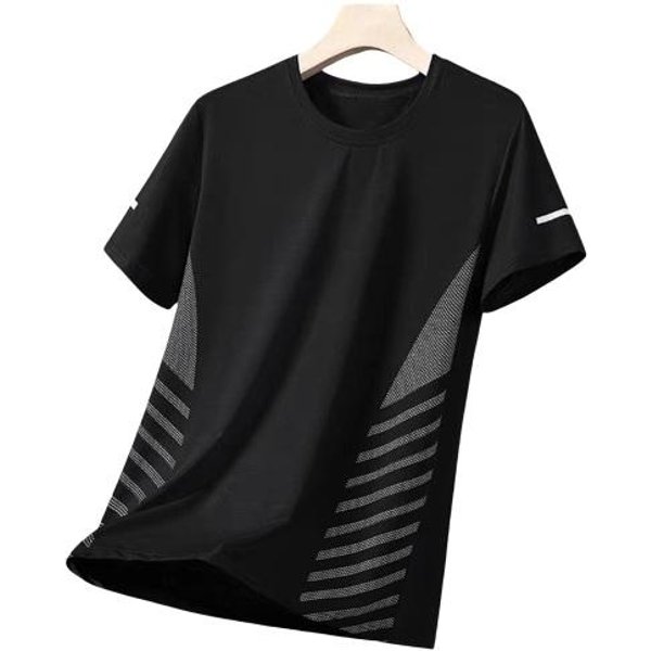 Verano Hombres Top Seda De Hielo Malla De Secado RáPido Mangas Cortas Tallas Grandes O Cuello Suelto Contraste Color Fino EláStico Casual Jersey Diario Deporte Camiseta 3XL-image