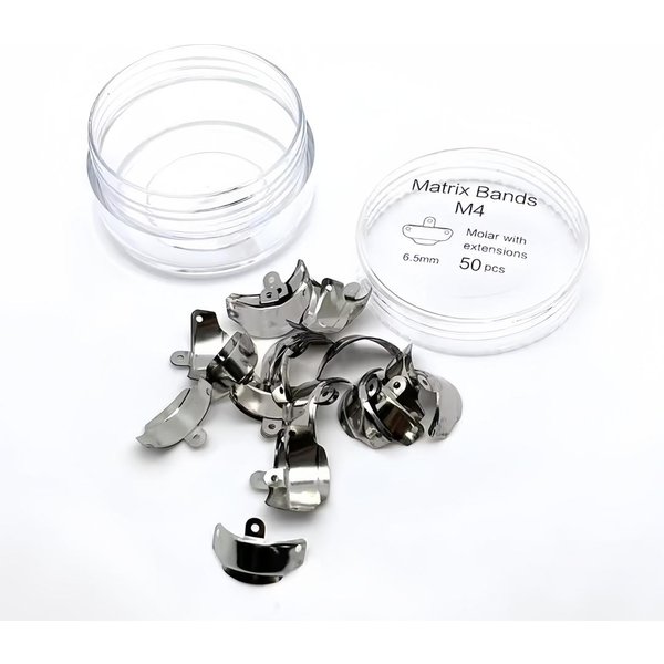 50 Piezas Bandas Matriz MetáLicas Dentales Sistema Sectional Contorneado Repuesto Herramientas De Reemplazo Dental OdontologíA Profesional White-image