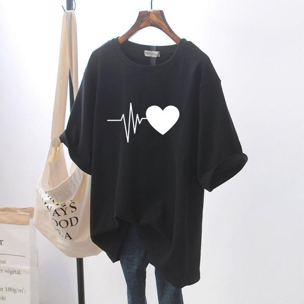 Camiseta Talla Grande Chica Gordita Mujer Adelgazante Alto Sentido Camiseta Cubre Vientre Oversize Cuello Redondo Manga Corta Top 4XL-image