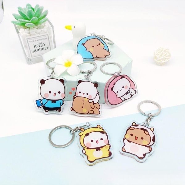 Wisiorek Bubu I Dudu Akrylowe Lalki Kawaii Zabawki Uroczy KreskóWkowy NiedźWiedź Panda Lalka Breloczek Breloczek Do Plecaka Prezent Urodzinowy White-image
