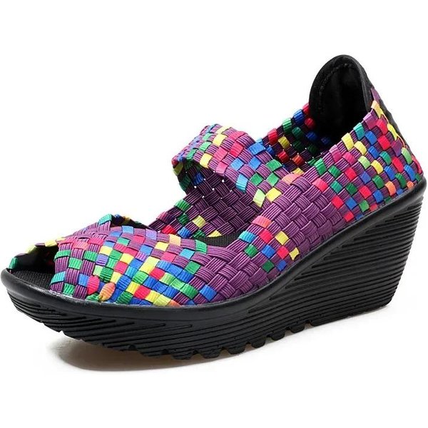 Sandalias De Plataforma Tejidas De Moda De Punta Abierta CóModas Transpirables Zapatos De Mamá Casuales De Suela Gruesa Sandalias Mujer 2024 38-image