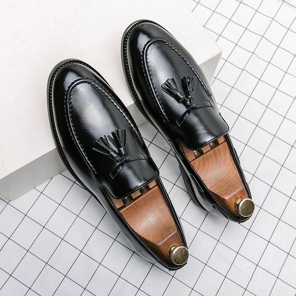 Letnia Moda Casualowe SkóRzane Buty MęSkie DużY Rozmiar Biznesowe Formalne Casualowe Buty ŚLubne Sznurowane Buty MęSkie 46 Czarny-image
