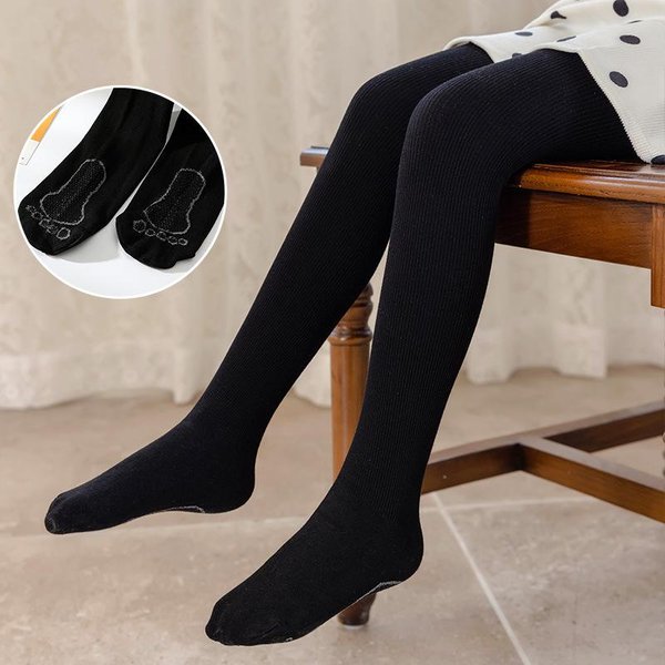 DziewczęCe BawełNiane Rajstopy Z Podszewką Z Aksamitu - CiepłE, Grube Legginsy XXL (Height 130-150CM) Black-image