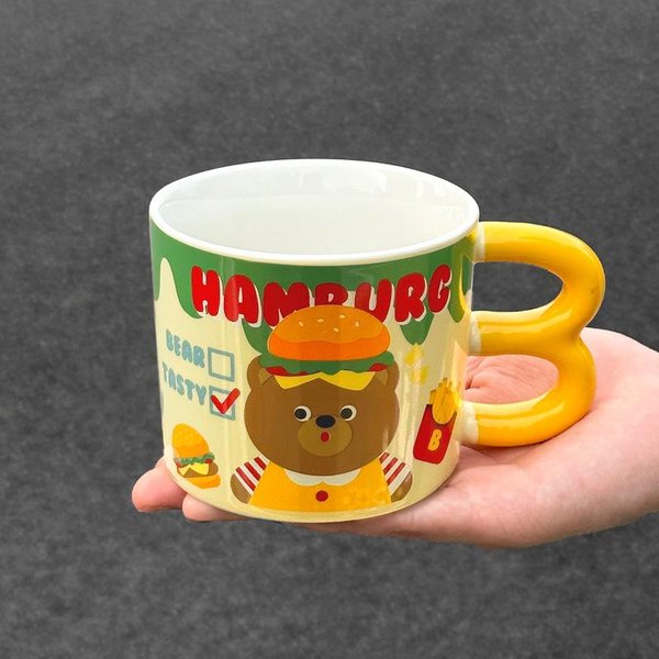 Uroczy Kubek Na Frytki Dla MężCzyzn I Kobiet Kubek Ceramiczny O DużEj PojemnośCi Z Pokrywką I łYżEczką Biurowy Kubek Do Kawy I Mleka 401-500Ml-image
