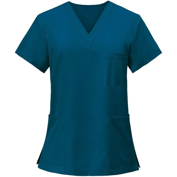 Damski Top Medyczny Z Dekoltem W Serek I Kieszeniami, KróTki RęKaw, Uniform Dla PielęGniarek, Lekarzy, PracownikóW SłUżBy Zdrowia S Blue-image