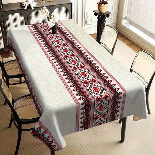 Elegancki Geometryczny WzóR Wodoodporny Obrus Na Dekorację StołU PołUdniowo-Zachodni Aztekcki Obrus Na Stół Kuchenny Jadalny Dekoracja ŚWiąTeczna Imprezowa 140X280Cm-image