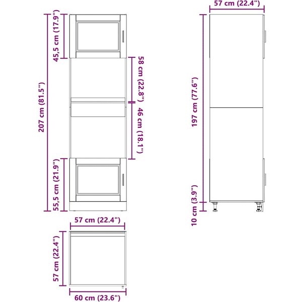 Muebles De Cocina Para Horno Empotrado (2 Piezas) Serie Porto Material A Base De Madera De Roble Artesanal-image