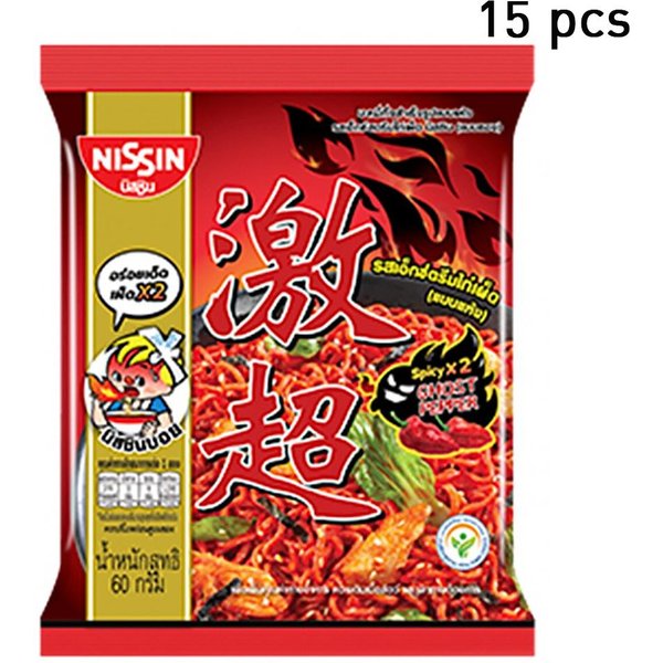 Nissin Instant Noodles Premium Extream O Smaku Kurczaka Z Ostrym Chilli (Suchy Typ) 60 G. X 5 / 10 / 15 / 20 Szt 60 G. X 15 Pcs-image