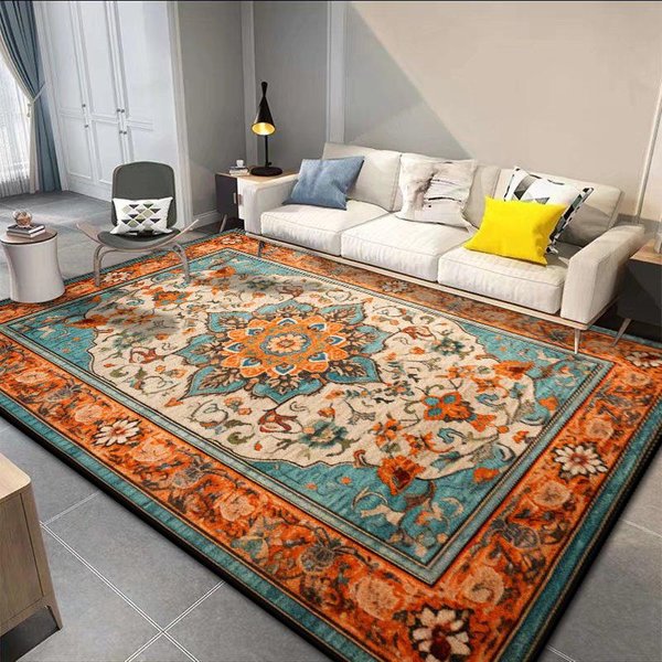 Perski Retro DużY Dywan Puszysty KróTki Aksamitny Dywan 200X300 Mata AntypośLizgowa Do Salonu Sypialni Pokoju Dziennego Dekoracja 60*90Cm Gray-image