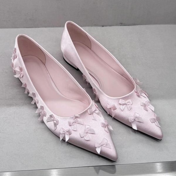 Modne PłAskie Buty Baleriny Dla Kobiet RóżOwy Satynowy Szpiczasty Nosek PłYtki Dekolt Damskie Buty Na Jeden Sezon Wygodne Mokasyny Zapatos De Mujer 40 Gray-image