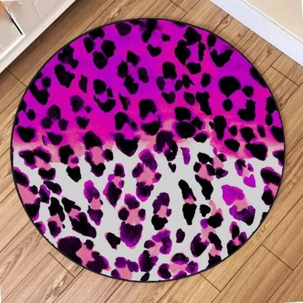 OkrąGłY Dywanik Z Nadrukiem Pantery – OkrąGłA Mata PodłOgowa W Stylu Boho Do Salonu, Sypialni Lub Wystroju Domu Diameter 90Cm(35In)-image