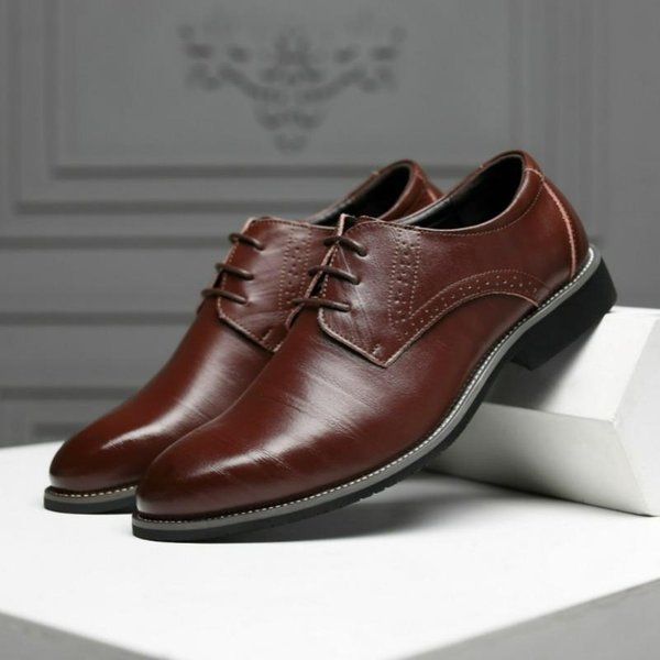 Nuevos Zapatos De Cuero Para Hombre Zapatos Casuales De Alta Calidad Para Hombre Hechos A Mano CóModos Formales Zapatos Planos Para Hombre Oxfords Con Cordones 40 Black-image