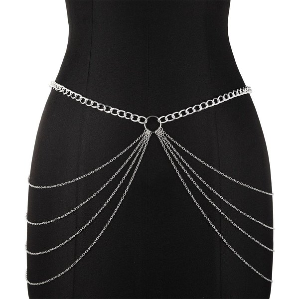 Metalowy Pasek ŁAńCuszek Na Pas KryształOwy ŁAńCuszek Na CiałO BiżUteria Dla Kobiet Klub Nocny Dekoracja Brzucha Bodychain Seksowne Akcesoria Black-image